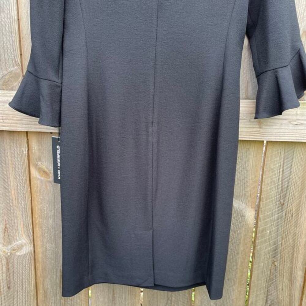 Karl Lagerfeld Dress Black Midi Tulip Sleeve Classic Versatile Size 6 NWT - Picture 8 of 11